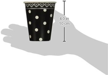 AMSCAN אלגנטית DAMASK & POLKA DOT CUPS CUPS, 9 גרם, שחור/לבן