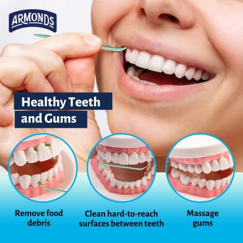Armonds Propicks Micropick Picks Dental לניקוי שיניים עם תחמוצת אבץ - קיסמי שיניים פלסטיק חד פעמי לשיניים וחניכיים -