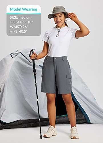 מכנסיים קצרים ארוכים לטיולים לנשים 10& 34; מטען קצר באורך הברך מהיר יבש עם כיסים עד 50 + עמיד במים