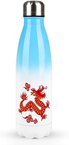דרקון סיני בקבוק מים נירוסטה עם מכסה עם כוס כוס מבודד כוס דליפת ספל נסיעות דליפה