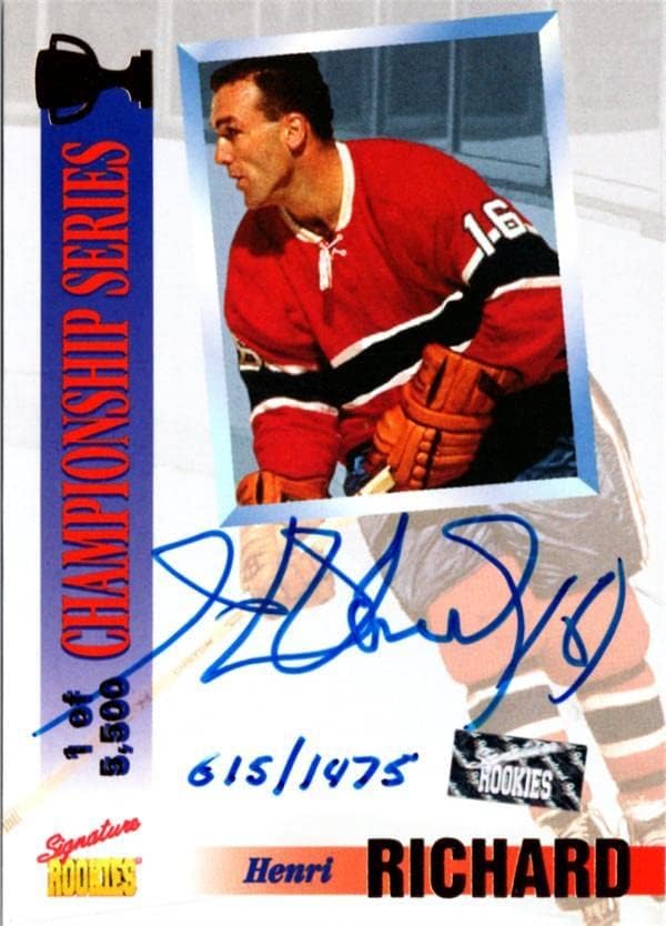 אנרי ריצ'רד חתם על כרטיס הוקי 1995 סדרת אליפות טירוף חתימה מוסמכת CS4 - כרטיסי חתימה עם חתימות הוקי הוקי