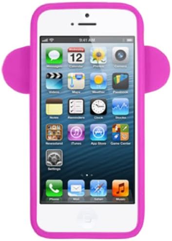 Decoro Silip5monhp Premium Silicone Case עבור Apple iPhone 5 - עיצוב קוף מצויר - חבילה אחת - אריזה קמעונאית - ורוד חם