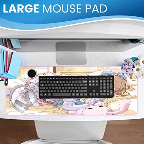 חמוד בעלי החיים אוזני ילדה אנימה עכבר מחצלת לד בית משרד מחשב נייד כרית גדול גומי בסיס מחשב מקלדת כרית, 60 על 120 סמ