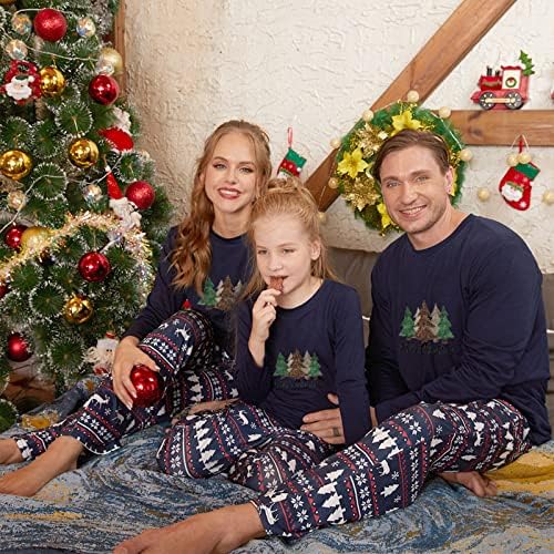 פיג'מה לחג המולד למשפחה, תואמת משפחת חג המולד PJS קובע חיל הים עץ חג מולד שמח, בגדי שינה בגדי שינה