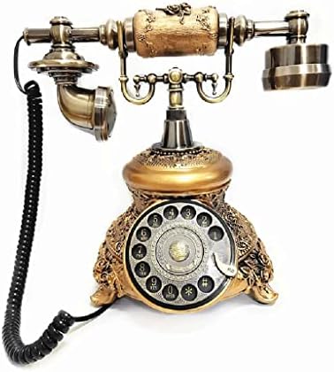 GRETD עתיק טלפונים מוזהבים טלפון רטרו וינטג 'טלפון שולחן חיוג סיבוב