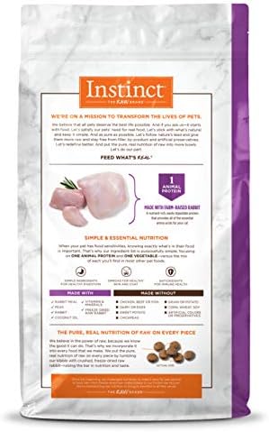 אינסטינקט מוגבל מרכיב דיאטה תבואה חינם מתכון עם אמיתי ארנב טבעי יבש חתול מזון, 10 ליברות. תיק