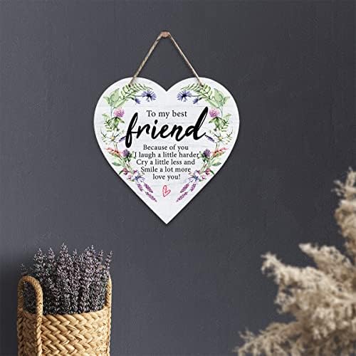 מתנות ידידות לנשים לחברתי הטובה ביותר ציטוט מעץ תלוי לב עץ עץ שלט עץ כפרי קיר תליוני קיר